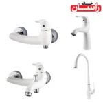 ست شیرالات راسان مدل اکتاو شیری کروم