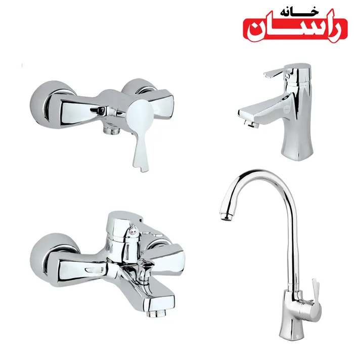 set-papioon-rassan ست شیرالات راسان مدل پاپیون کروم